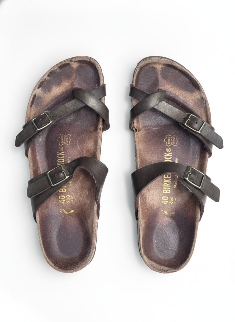 Birkenstock Womens Size 40 (US 9-9.5) Brown Leather Criss Cross Strap Sandals - Picture 1 of 6